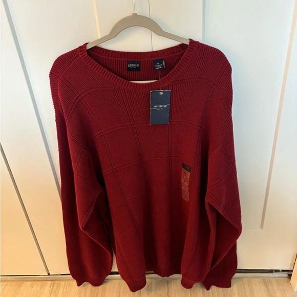 Arrow Mens Red Crew Neck Pullover Sweater - Size XL New with Tag - Picture 3 of 4